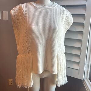 Anthropologie ivory vest poncho OS